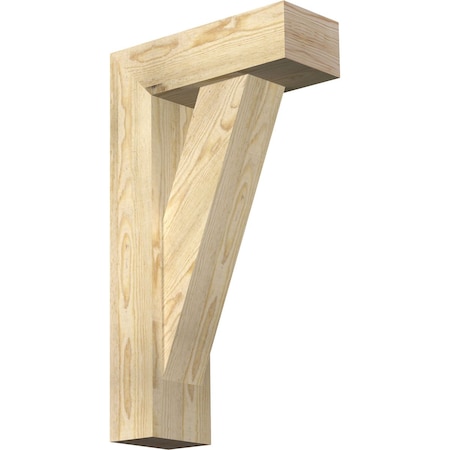 Traditional Block Rough Sawn Bracket W/ Offset Brace, Douglas Fir, 6W X 16D X 28H